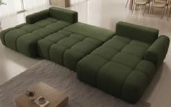 Designer Sofa Analfi U mit Schlaf- und Klappfunktion in Bouclé