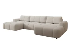 Designer Sofa Analfi U mit Schlaf- und Klappfunktion in Bouclé