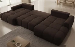 Designer Sofa Analfi U mit Schlaf- und Klappfunktion in Bouclé