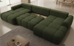 Designer Sofa Analfi U mit Schlaf- und Klappfunktion in Bouclé