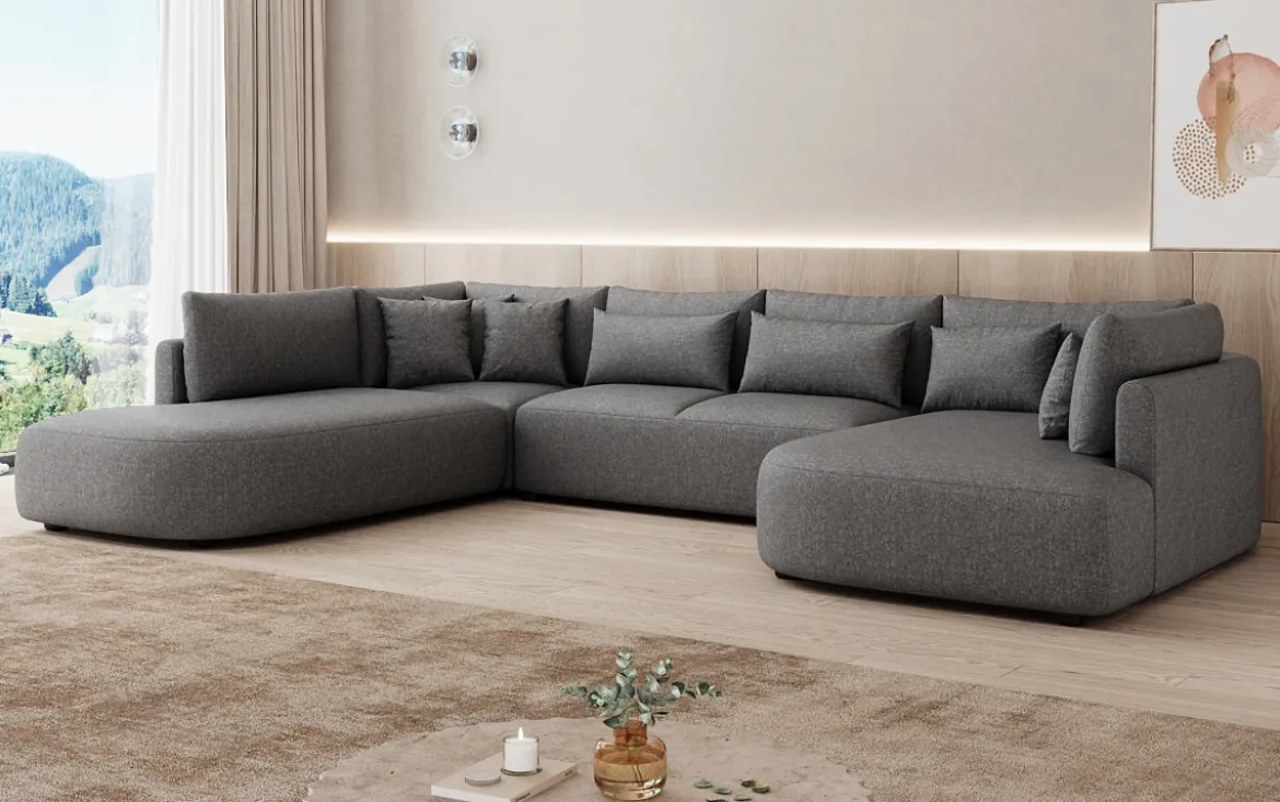 Designer Sofa Ando - Wohnlandschaft in Strukturstoff