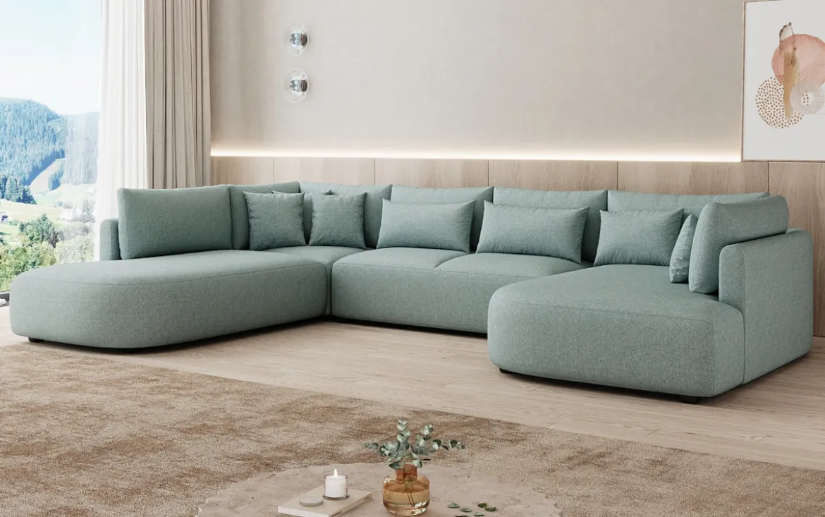 Designer Sofa Ando - Wohnlandschaft in Strukturstoff
