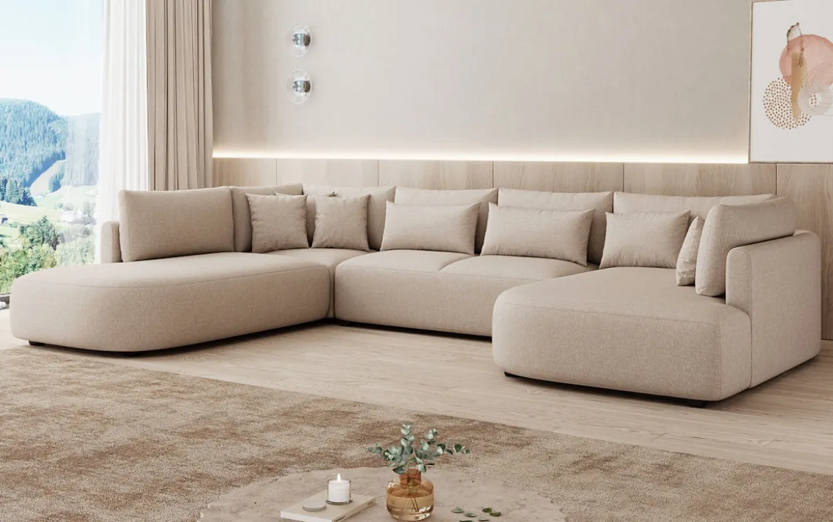 Designer Sofa Ando - Wohnlandschaft in Strukturstoff