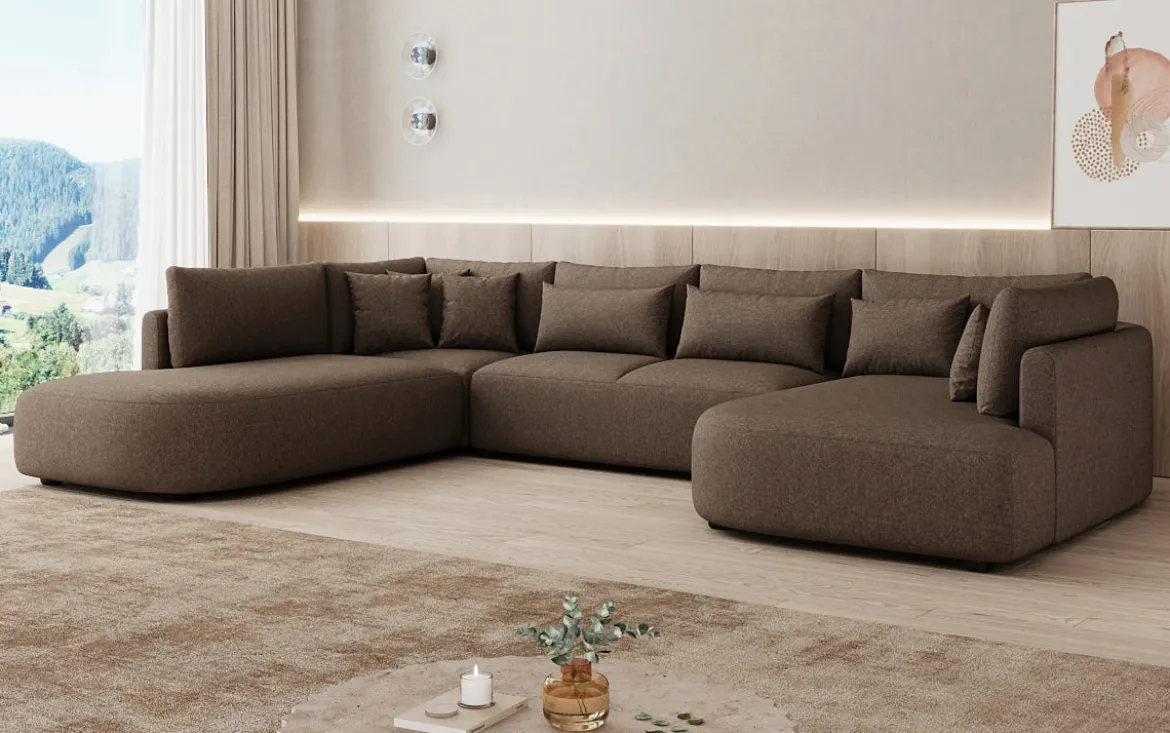 Designer Sofa Ando - Wohnlandschaft in Strukturstoff