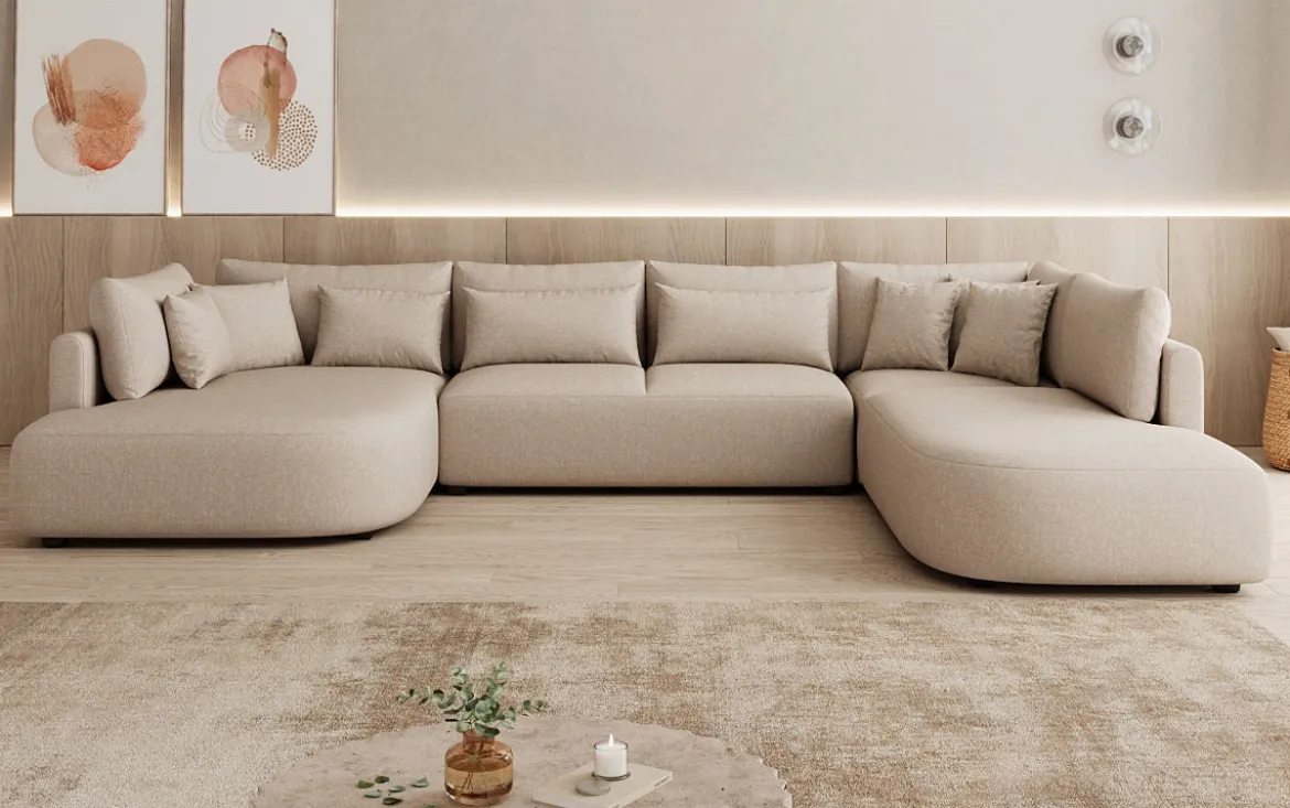 Designer Sofa Ando - Wohnlandschaft in Strukturstoff