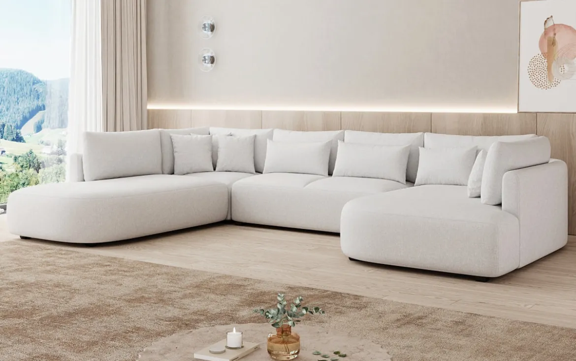 Designer Sofa Ando - Wohnlandschaft in Strukturstoff