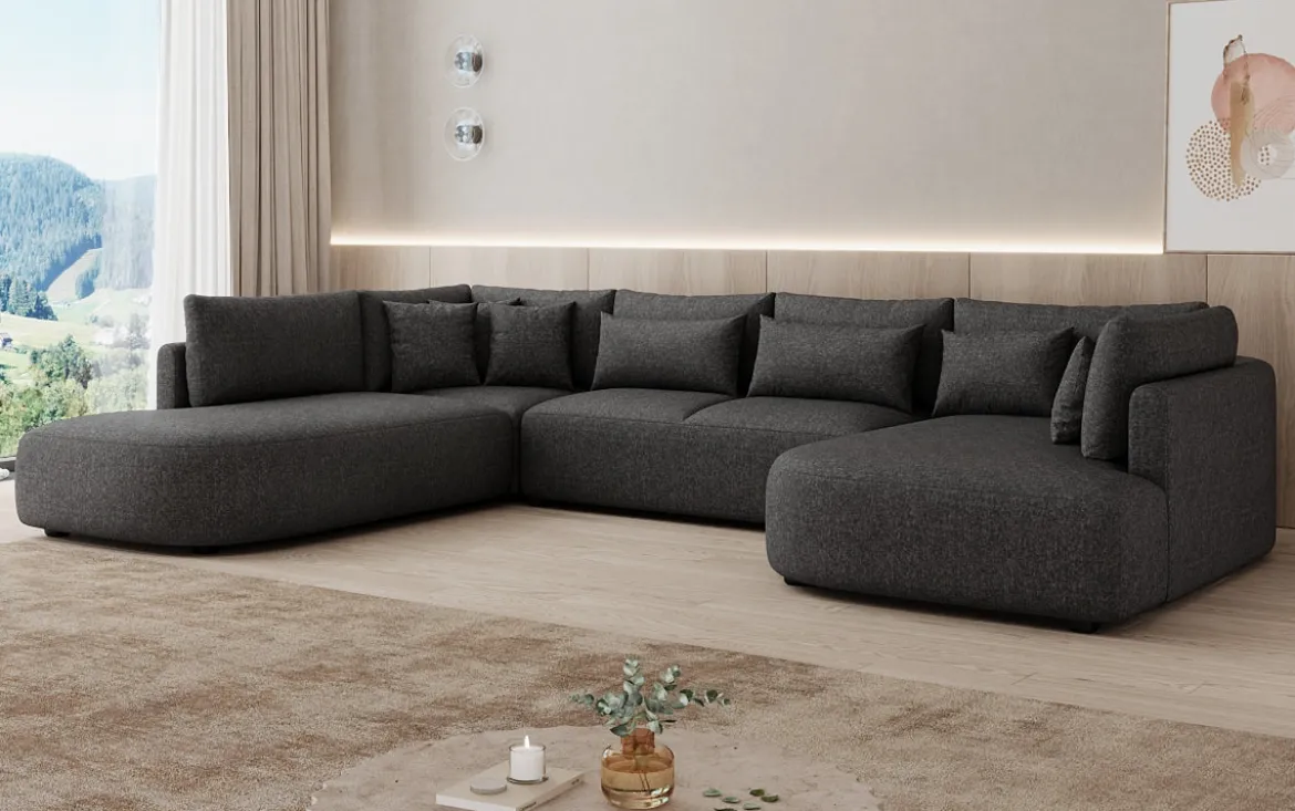 Designer Sofa Ando - Wohnlandschaft in Strukturstoff