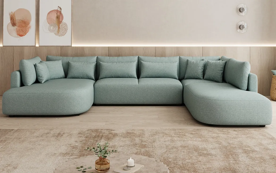 Designer Sofa Ando - Wohnlandschaft in Strukturstoff