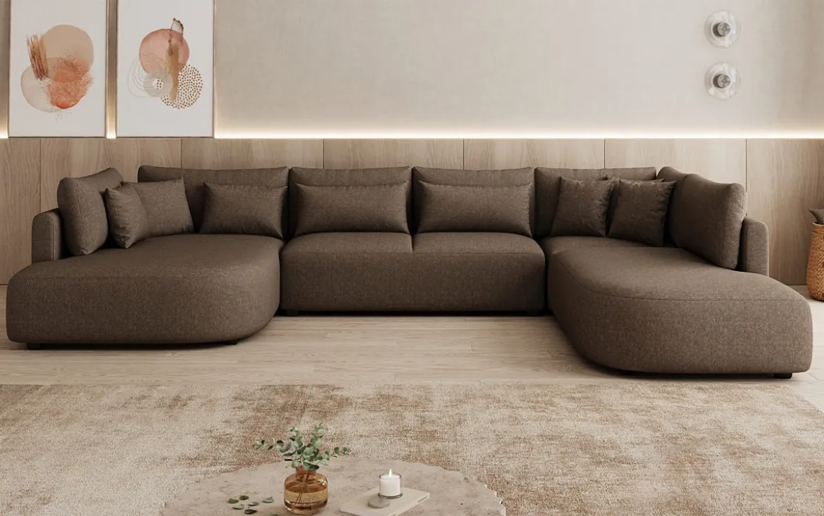 Designer Sofa Ando - Wohnlandschaft in Strukturstoff