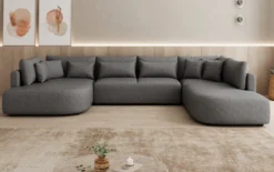 Designer Sofa Ando - Wohnlandschaft in Strukturstoff