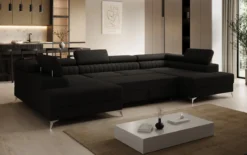Designer Sofa Aurea U mit Schlaf- und Klappfunktion in Bouclé