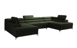 Designer Sofa Aurea U mit Schlaf- und Klappfunktion in Bouclé