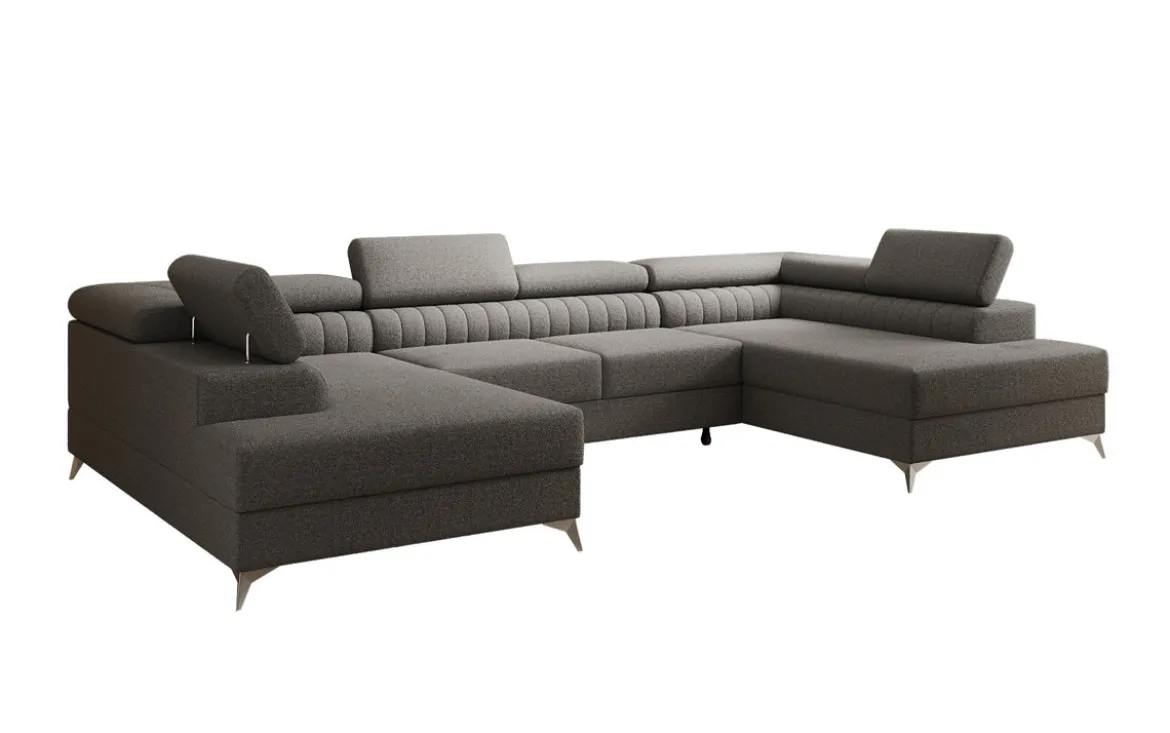 Designer Sofa Aurea U mit Schlaf- und Klappfunktion in Bouclé