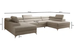 Designer Sofa Aurea U mit Schlaf- und Klappfunktion in Bouclé