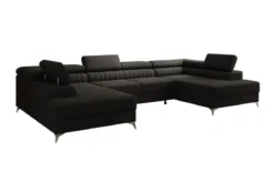 Designer Sofa Aurea U mit Schlaf- und Klappfunktion in Bouclé
