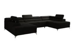 Designer Sofa Aurea U mit Schlaf- und Klappfunktion in Bouclé