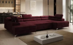Designer Sofa Aurea U mit Schlaf- und Klappfunktion in Samt