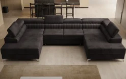 Designer Sofa Aurea U mit Schlaf- und Klappfunktion in Samt