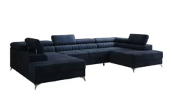 Designer Sofa Aurea U mit Schlaf- und Klappfunktion in Samt