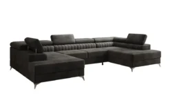 Designer Sofa Aurea U mit Schlaf- und Klappfunktion in Samt