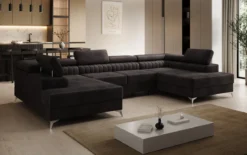 Designer Sofa Aurea U mit Schlaf- und Klappfunktion in Samt