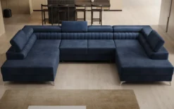 Designer Sofa Aurea U mit Schlaf- und Klappfunktion in Samt