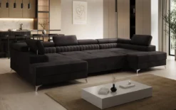 Designer Sofa Aurea U mit Schlaf- und Klappfunktion in Samt