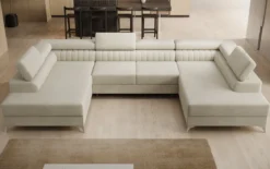 Designer Sofa Aurea U mit Schlaf- und Klappfunktion in Samt