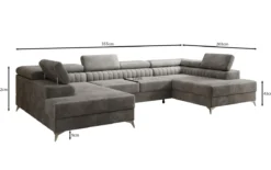 Designer Sofa Aurea U mit Schlaf- und Klappfunktion in Samt