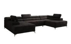 Designer Sofa Aurea U mit Schlaf- und Klappfunktion in Samt