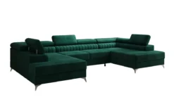 Designer Sofa Aurea U mit Schlaf- und Klappfunktion in Samt