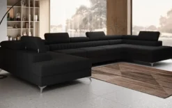 Designer Sofa Aurea U XXL mit Schlaf- und Klappfunktion in Bouclé