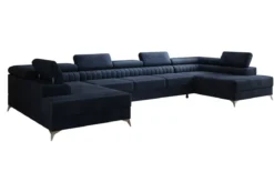 Designer Sofa Aurea U XXL mit Schlaf- und Klappfunktion in Samt