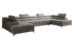 Designer Sofa Aurea U XXL mit Schlaf- und Klappfunktion in Samt