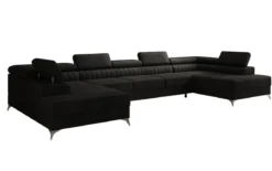 Designer Sofa Aurea U XXL mit Schlaf- und Klappfunktion in Samt