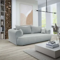 Designer Sofa Baron mit Schlaffunktion und Stauraum aus Boucle