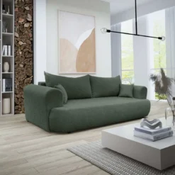 Designer Sofa Baron mit Schlaffunktion und Stauraum aus Boucle