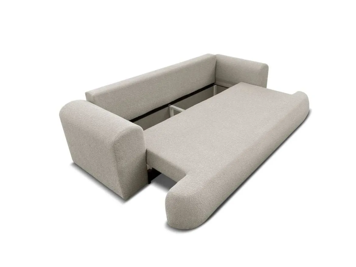 Designer Sofa Baron mit Schlaffunktion und Stauraum aus Boucle