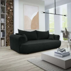 Designer Sofa Baron mit Schlaffunktion und Stauraum aus Boucle