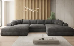 Designer Sofa Bernardo U mit breiter Ottomane in Cord