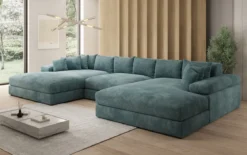 Designer Sofa Bernardo U mit breiter Ottomane in Cord