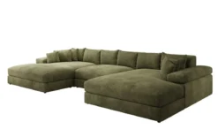 Designer Sofa Bernardo U mit breiter Ottomane in Cord