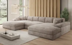 Designer Sofa Bernardo U mit breiter Ottomane in Cord