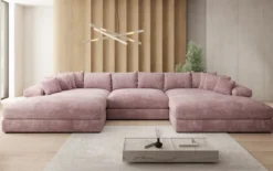 Designer Sofa Bernardo U mit breiter Ottomane in Cord
