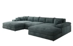 Designer Sofa Bernardo U mit breiter Ottomane in Cord