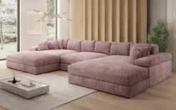 Designer Sofa Bernardo U mit breiter Ottomane in Cord