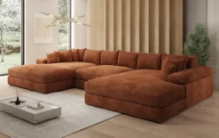 Designer Sofa Bernardo U mit breiter Ottomane in Cord