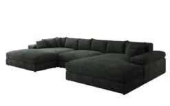 Designer Sofa Bernardo U mit breiter Ottomane in Cord
