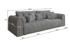 Designer Sofa Big Buddy 3 Sitzer mit Schlaffunktion und Stauraum in Breitcord