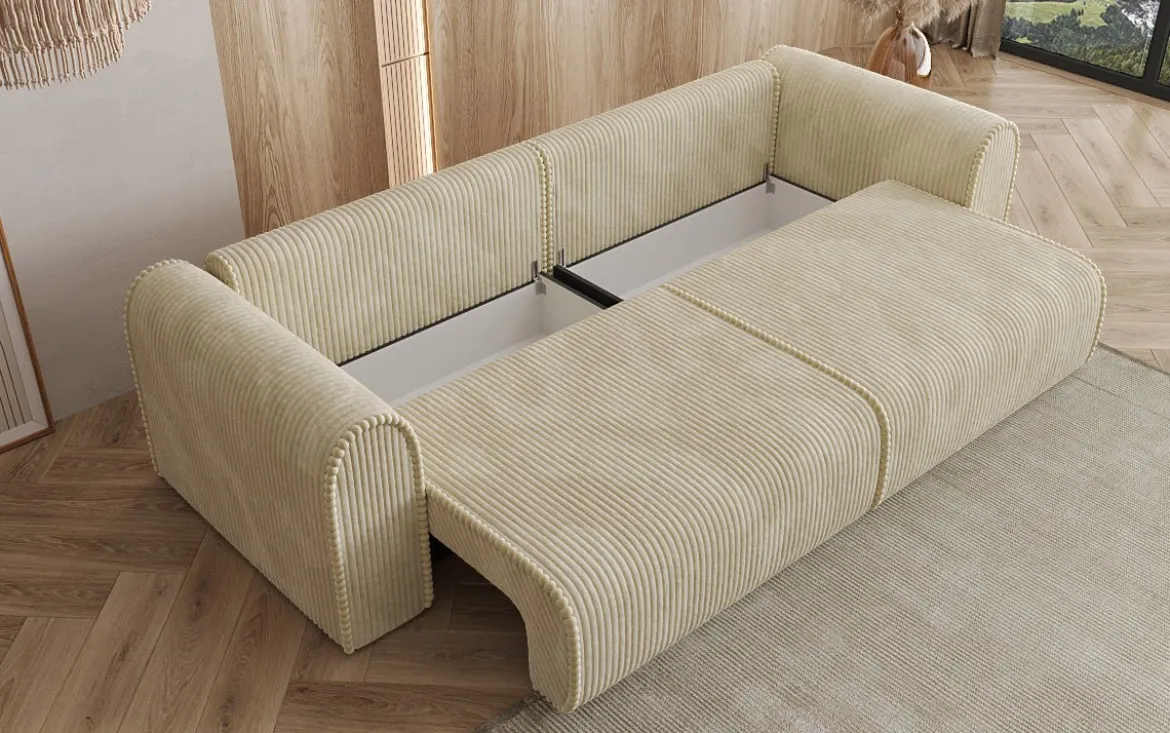 Designer Sofa Big Buddy 3 Sitzer mit Schlaffunktion und Stauraum in Breitcord